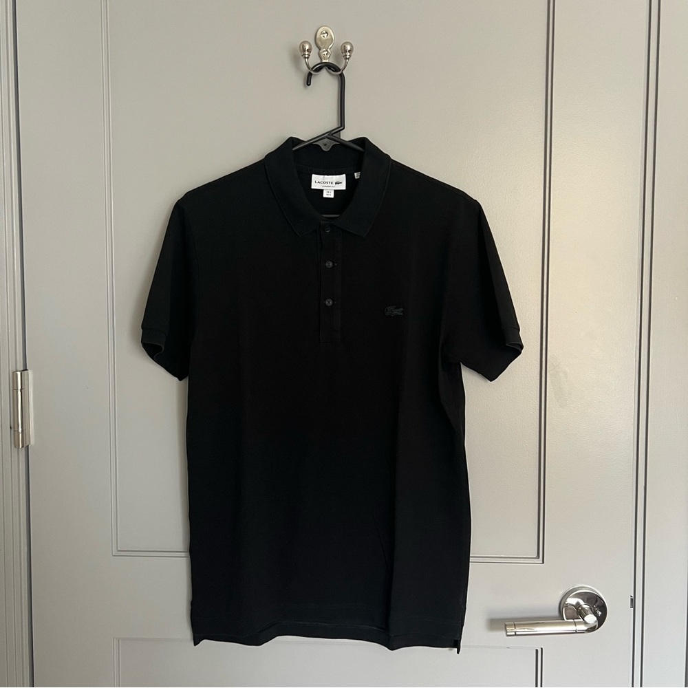 Lacoste Men's Black Riviera L.12.12 Ultra Light Cotton Polo S-3 Black Logo small